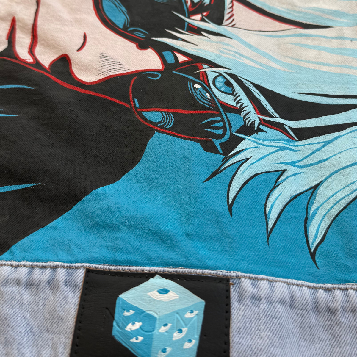 Campera de Jean Customizada Jujutsu Kaisen Satoru Gojo Blue Hombre