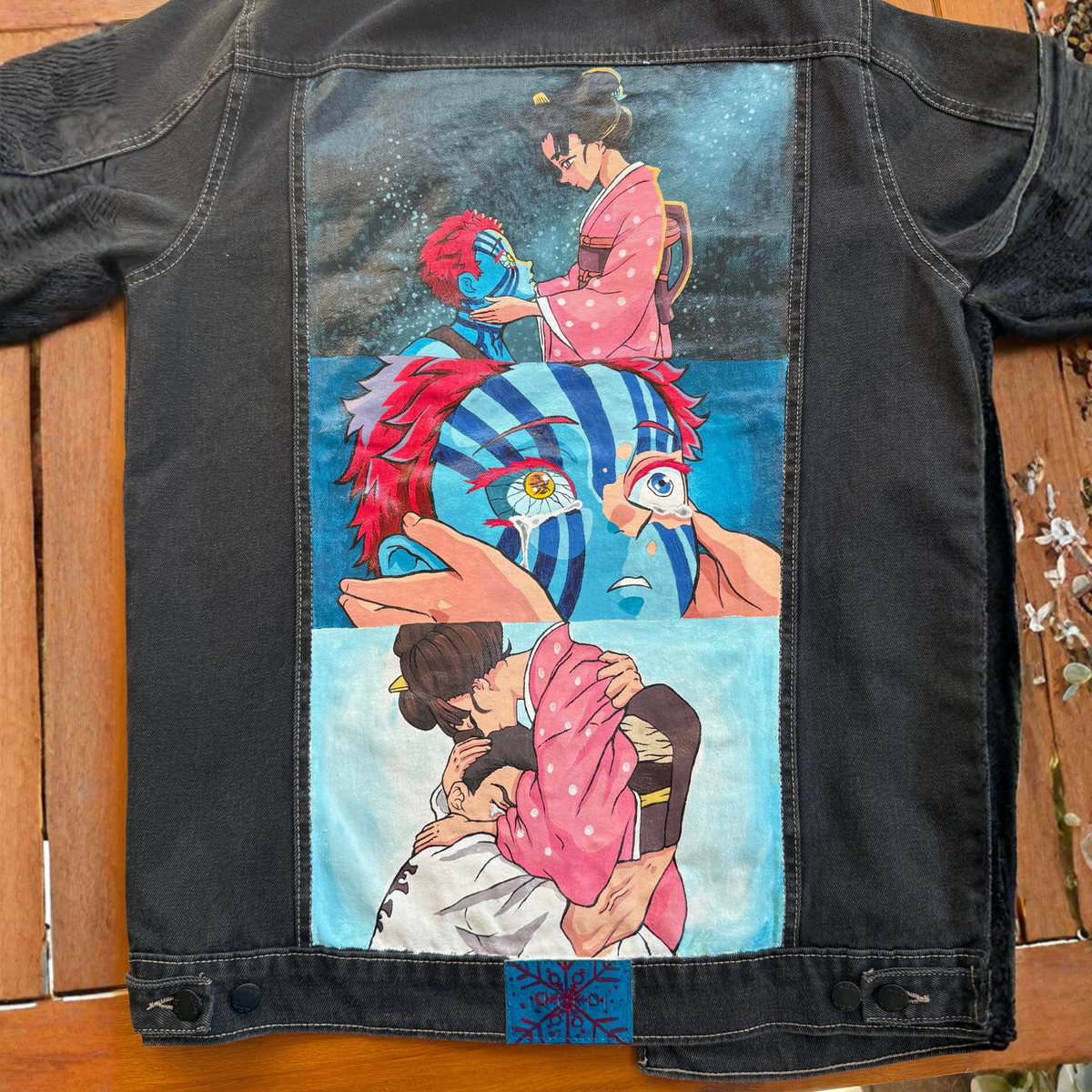 Campera de Jean Customizada Demon Slayer Akaza Hombre
