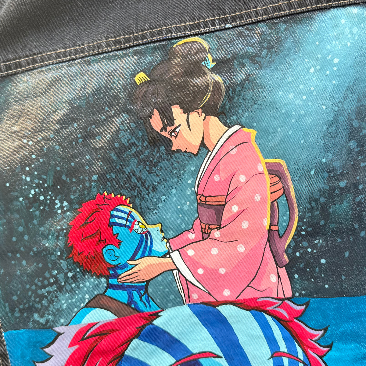 Campera de Jean Customizada Demon Slayer Akaza Hombre