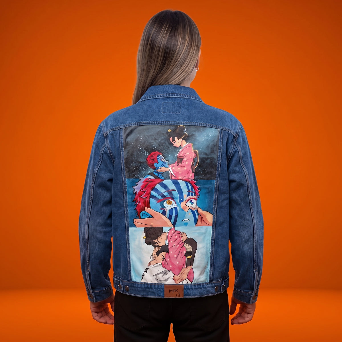 Campera de Jean Customizada Demon Slayer Akaza Mujer