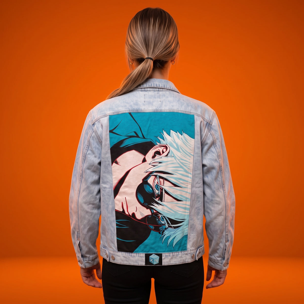 Campera de Jean Customizada Jujutsu Kaisen Satoru Gojo Blue Mujer