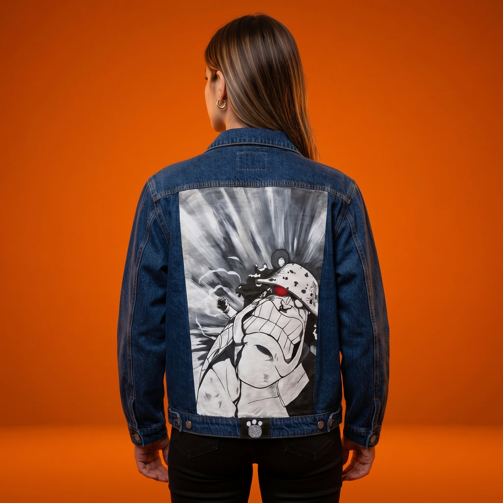 Campera de Jean Customizada One Piece Kuma Mujer