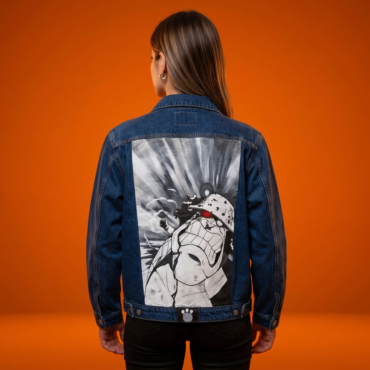 Campera de Jean Customizada One Piece Kuma Mujer
